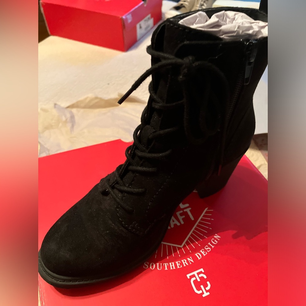 Black Suede Lace-up Ankle Boots